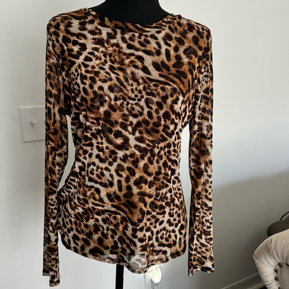 INC sheer leopard top